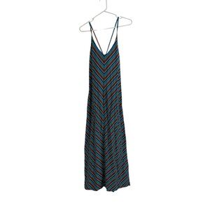 Patagonia Striped V‑Neck Maxi Slip Dress in Blue & Rainbow accents